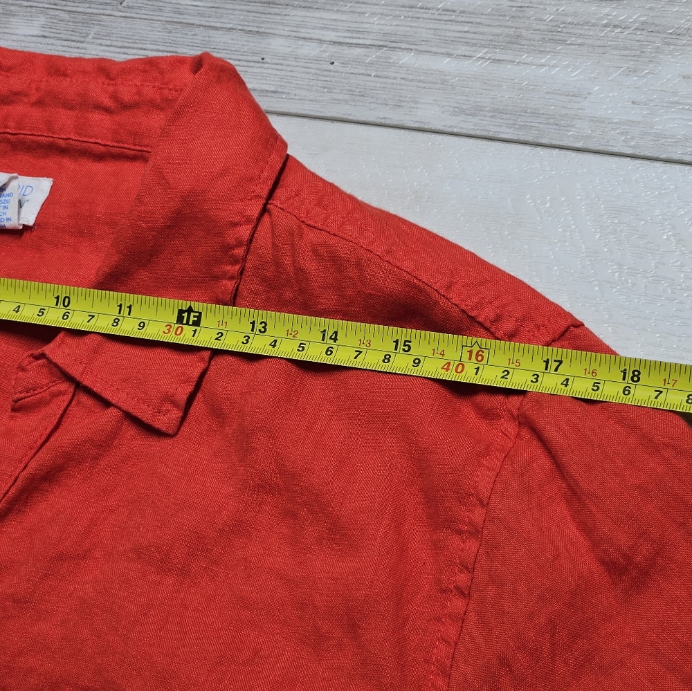 Sigrid Olsen Button Up Shirt Linen Plus 2X Rolled Tab Sleeve Coastal Lagenlook - Picture 3 of 11